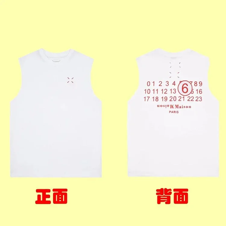 Summer loose letters MM6 embroidered label printing same style for men and women couples
