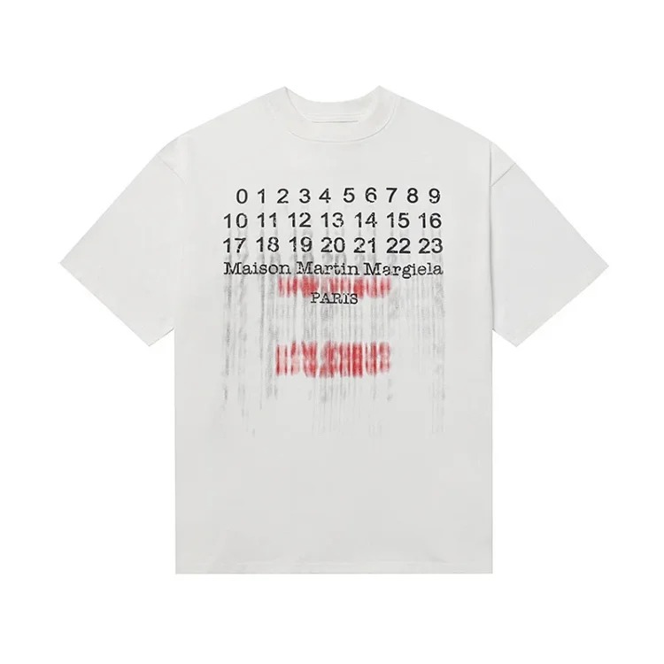 MM6 digital pattern round neck men's and women's trendy short-sleeved T-shirt series