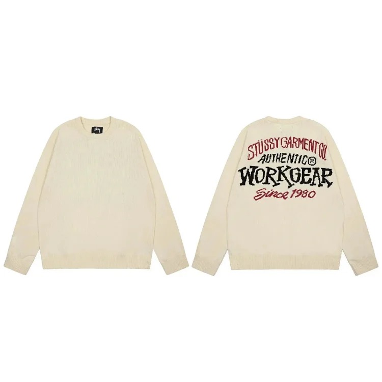 S letter series mosquito repellent jacquard logo solid color crew neck sweater
