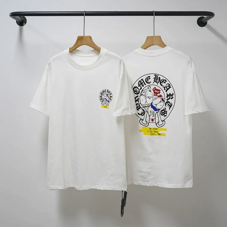 CH cross print round neck cotton men's trendy T-shirt