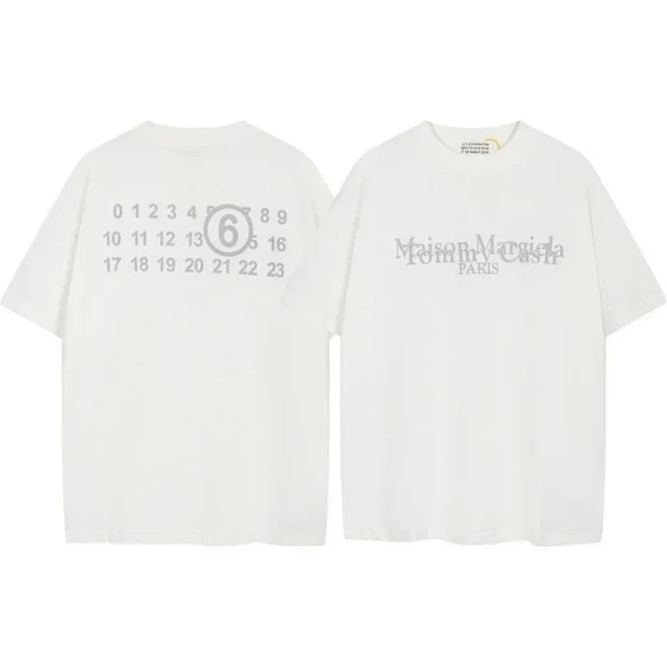 Summer loose letters MM6 embroidered label printing same style for men and women couples