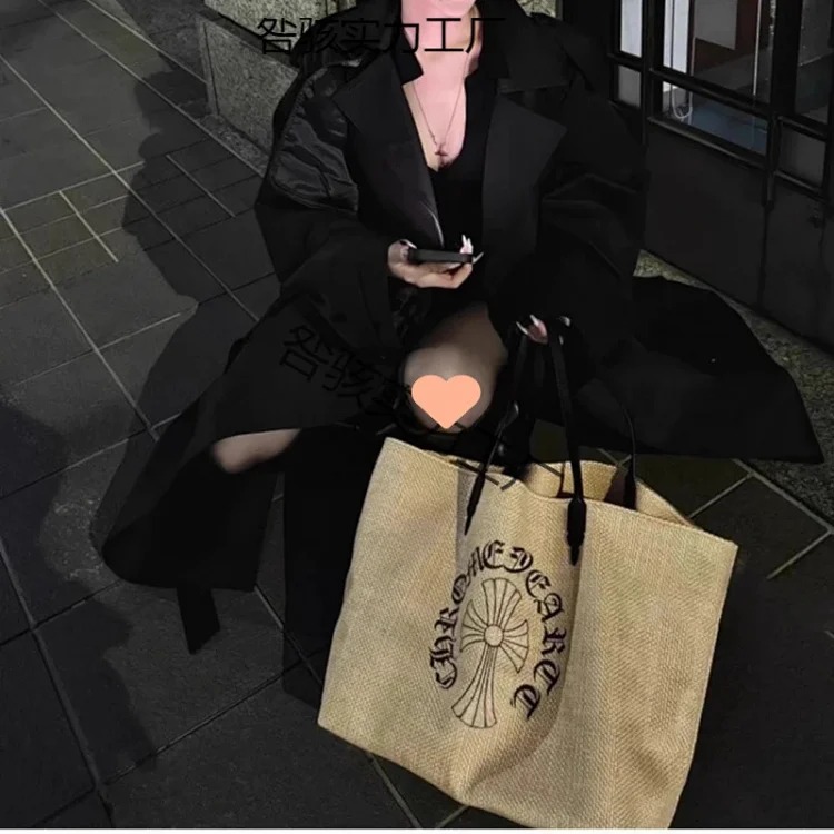 Tote Bag Woven Bag Kuaishou Large-capacity Cross Douyin Model Internet Celebrity Printed Seaside