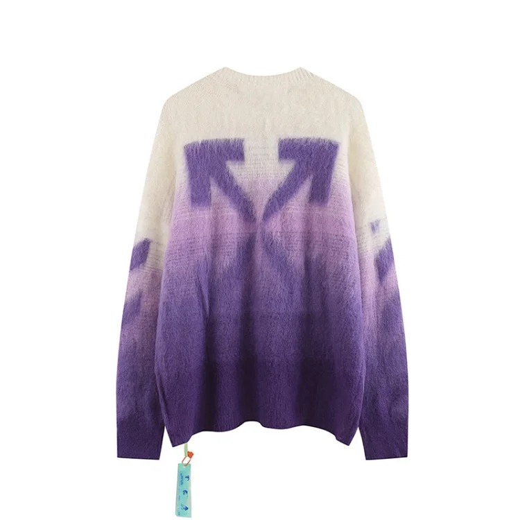 Trendy brand gradient arrow mohair sweater wool couple outfit