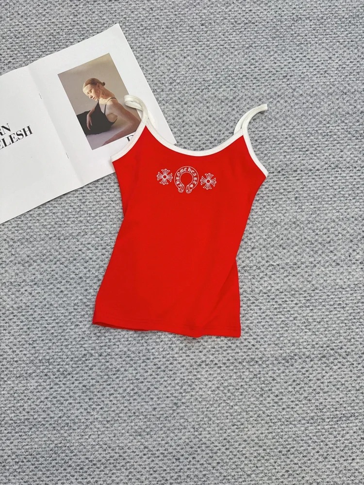 Vest Slim Summer Slim Version Pure Desire Sling Print Contrast Color Correct