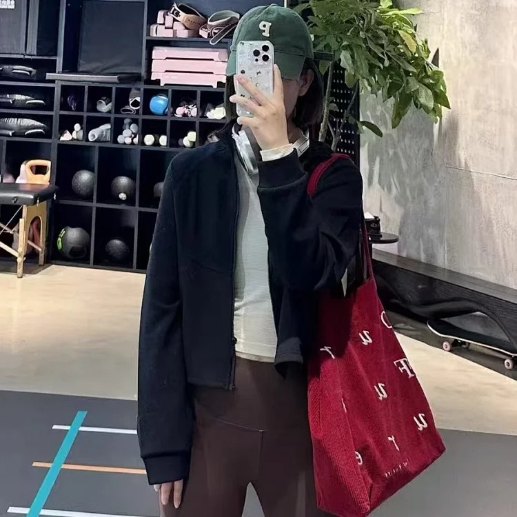 Women's Yoga Sports Coat Loose Stand-up Collar Cardigan Zipper Sweatshirt Running Fitness Yoga Jacket