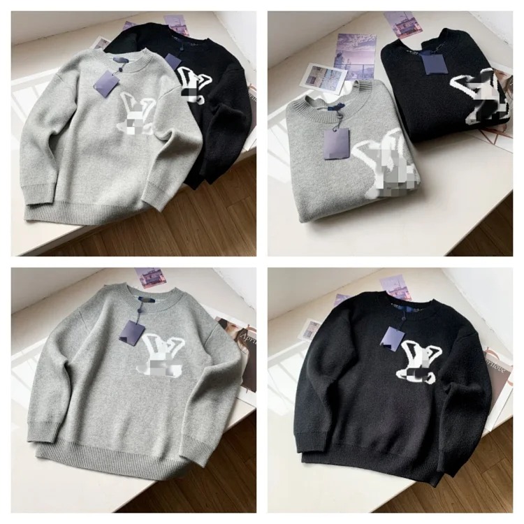 Round neck loose Sweater pullover jacquard letters same style for men and women