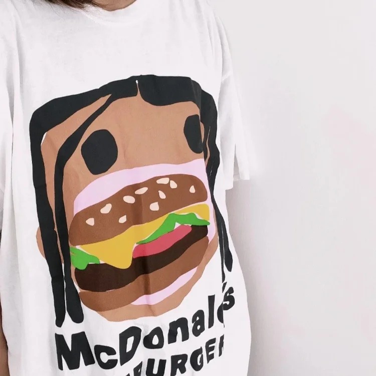 Travis Scott Cactus jack X CPFMgCJ joint model foam hamburger mouth pattern short-sleeved T