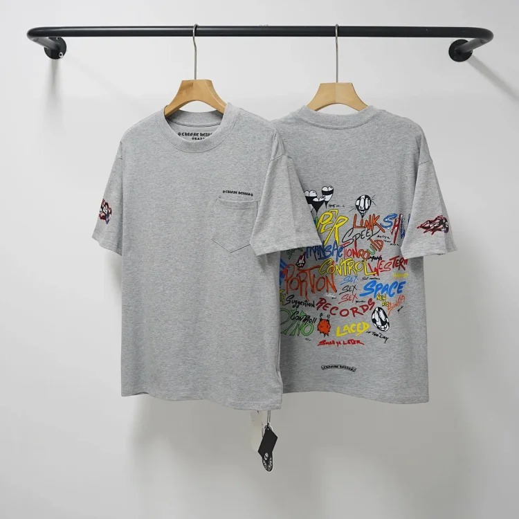 CH cross print round neck cotton men's trendy T-shirt