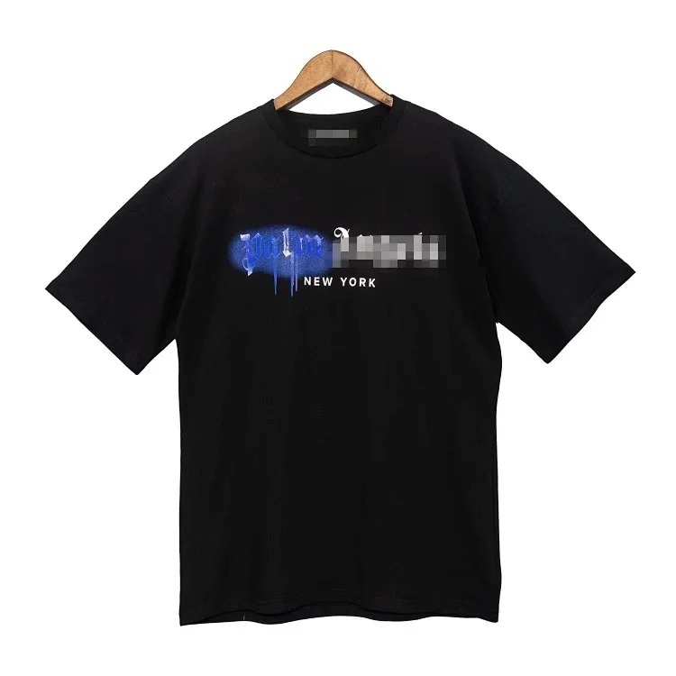 PA palm letter print round neck short-sleeved loose T-shirt