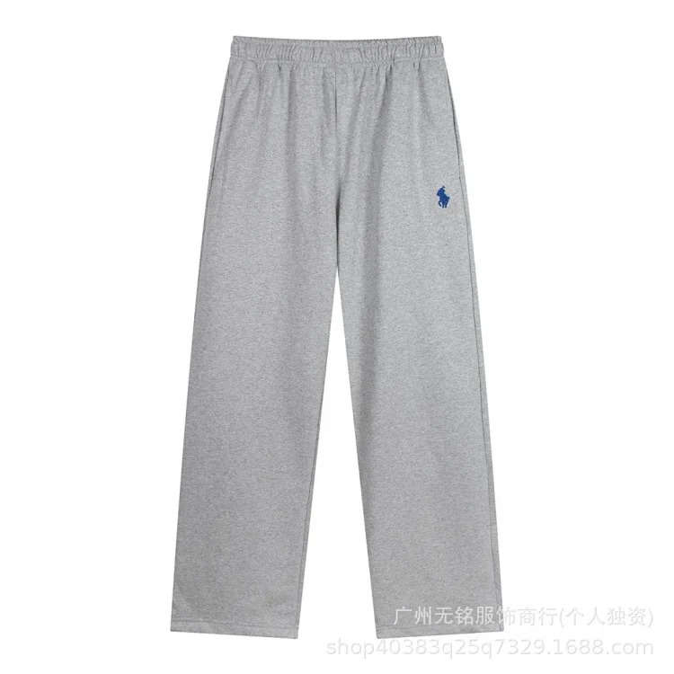 Ralph Lauren Pony Embroidered Tie Elastic Waist Casual Men's and Women's Heavyweight Straight Sweatpants