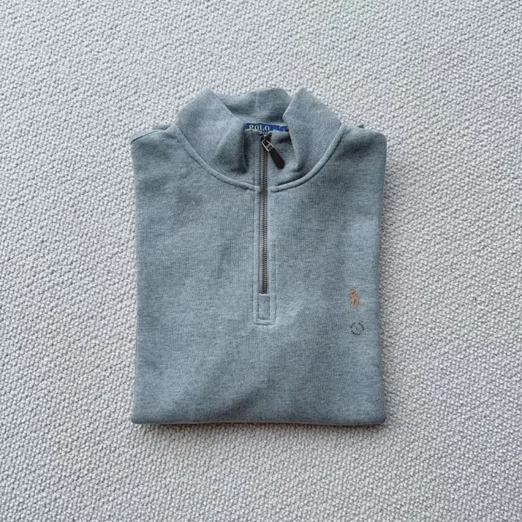 Ralph Lauren sweatshirt women's half zipper Ralph Lauren pony logo embroidered couple style stand collar long sleeves