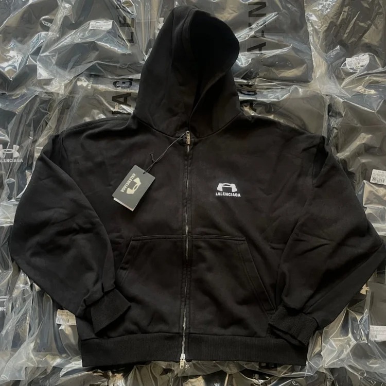 Classic logo embroidered sweatshirt zipper hoodie loose OS fit zipper sweatshirt jacket