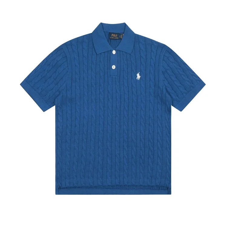 Horse label POLO lapel knitted short-sleeved small twist lapel T-shirt