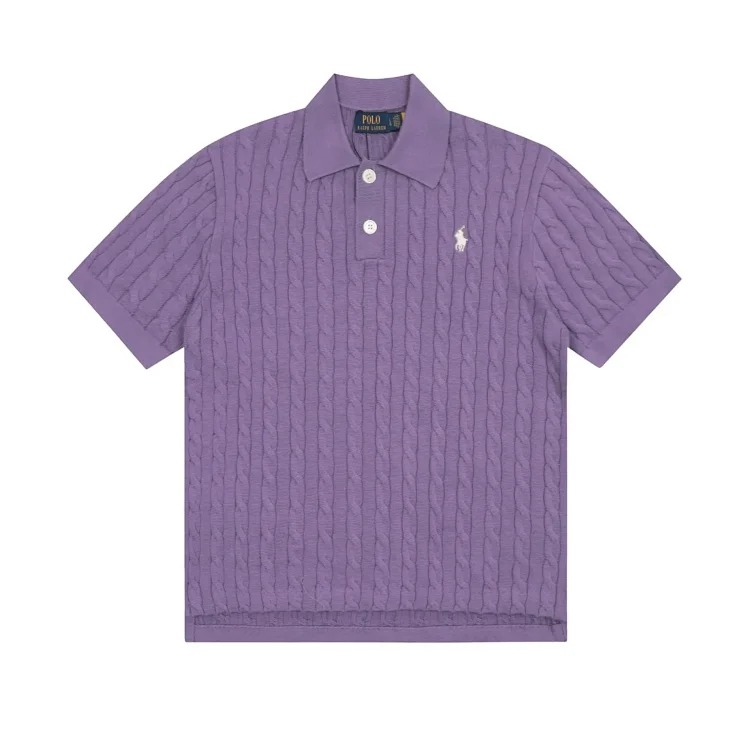 Horse label POLO lapel knitted short-sleeved small twist lapel T-shirt