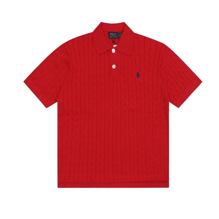 Horse label POLO lapel knitted short-sleeved small twist lapel T-shirt