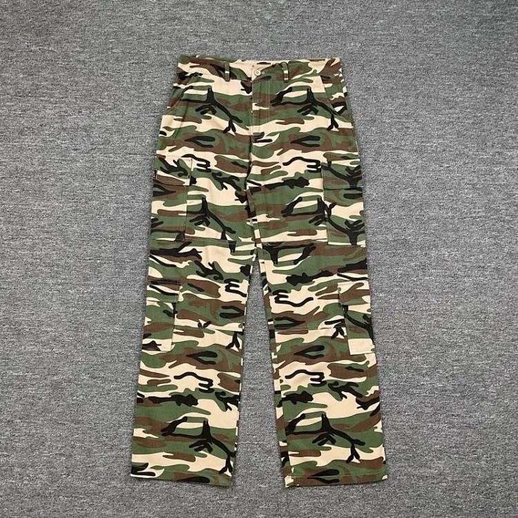 American trendy street work wear straight casual camouflage trousers for men