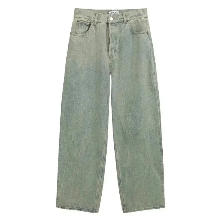 AC hand-painted splash-ink frayed washed distressed wide-leg jeans