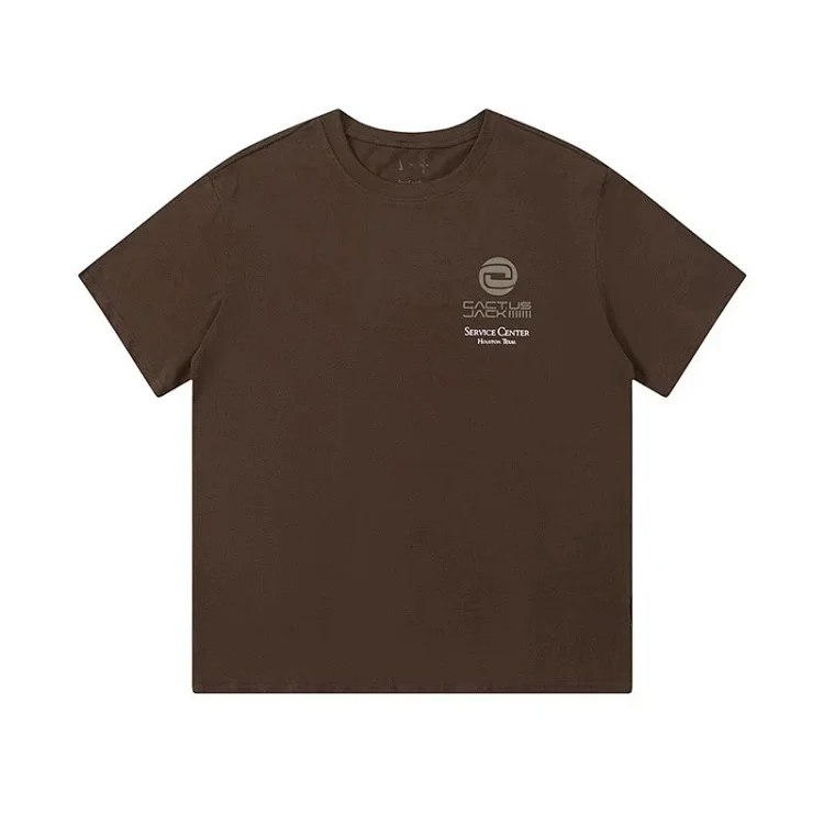 Heavy 2024 new Travis Scott Cactus Jack solid color letter pattern printed short-sleeved tee