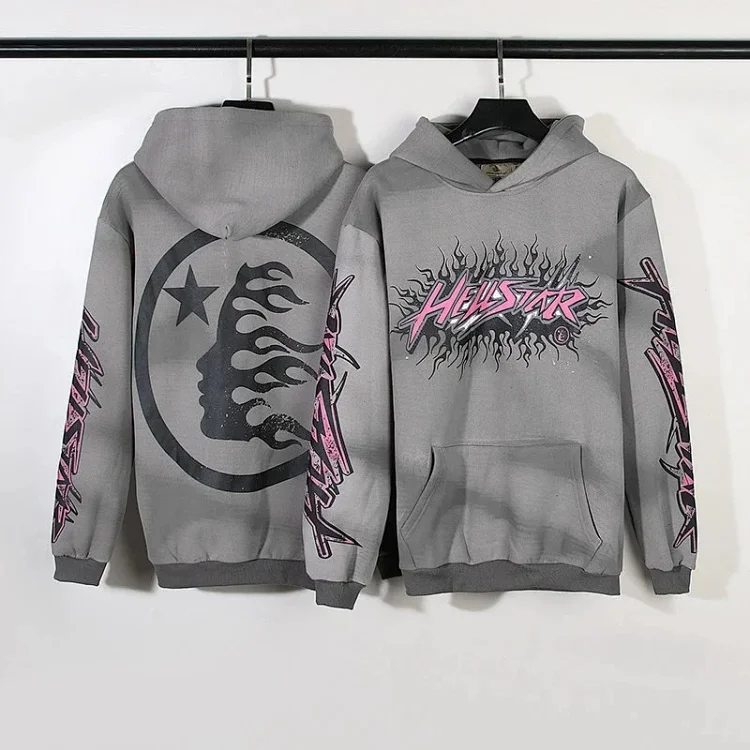 Fear of God Hello Series Fog High Street Washed and Distressed Heavy Worker Head Print Casual Sweatshirt Couple Wear Hoodie
