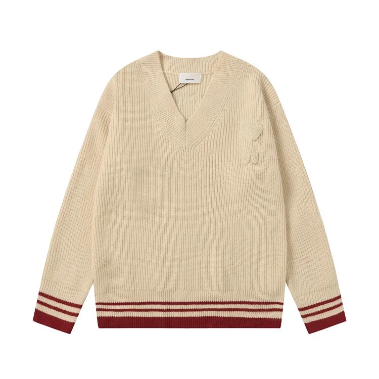 Love embroidered knitted sweater casual loose and versatile couple style