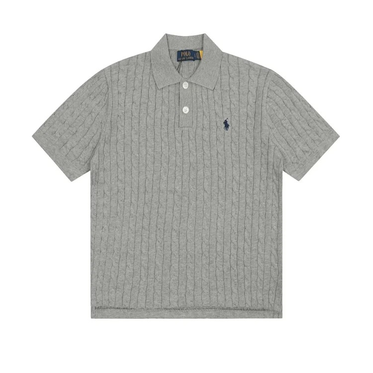 Horse label POLO lapel knitted short-sleeved small twist lapel T-shirt