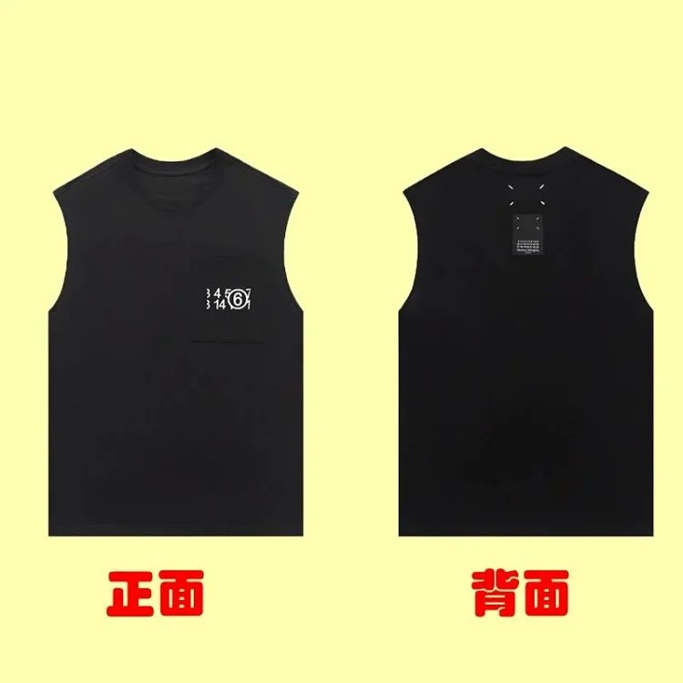 Summer loose letters MM6 embroidered label printing same style for men and women couples