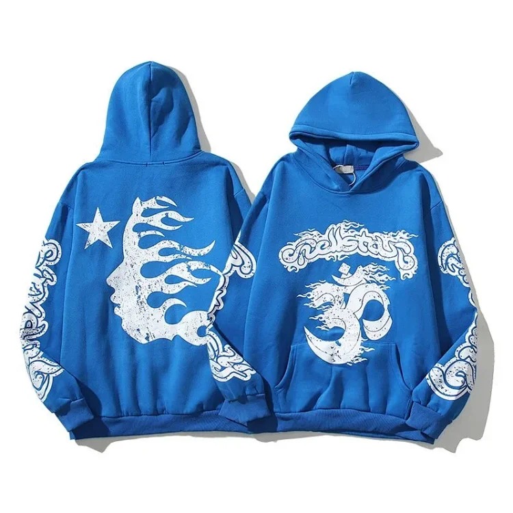 Fear of God Hello Series Fog High Street Washed and Distressed Heavy Worker Head Print Casual Sweatshirt Couple Wear Hoodie