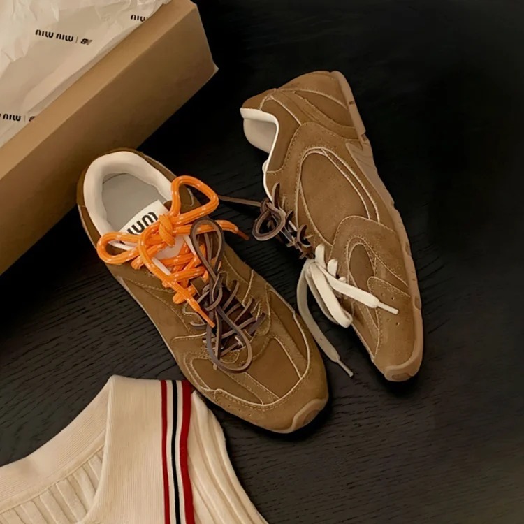 Co-branded Dad Shoes Women's Shoes Two-Color Belt Genuine Leather Non-Slip Wear-Resistant Sports Sneakers