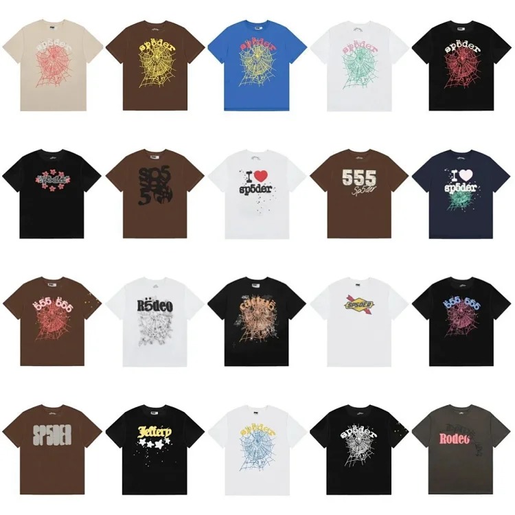 Spider web print summer loose and trendy short-sleeved T-shirt for men and women couples
