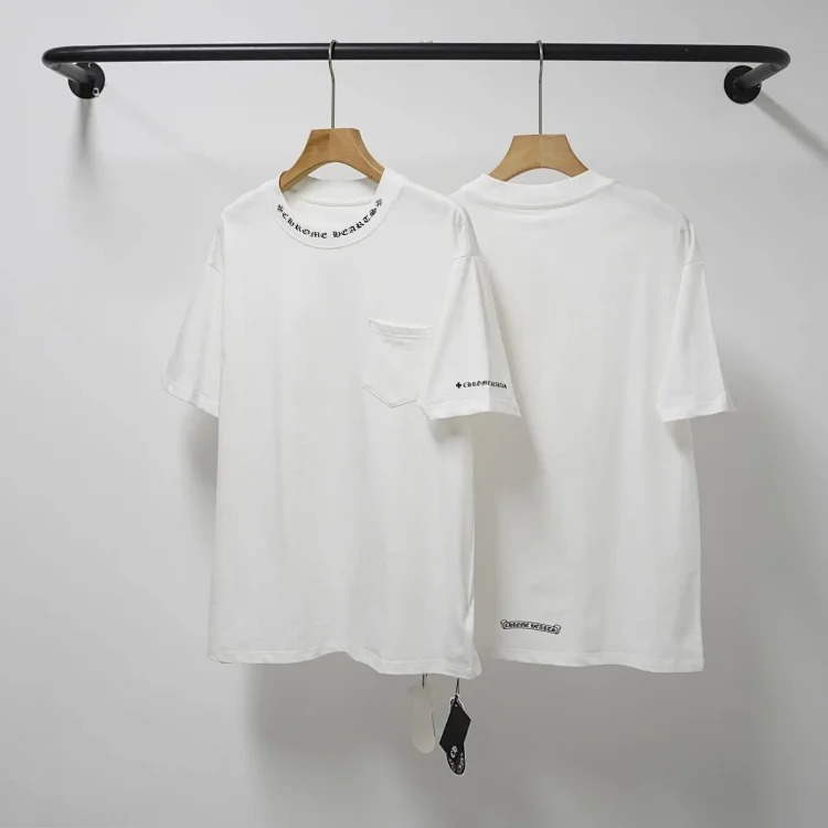 CH cross print round neck cotton men's trendy T-shirt