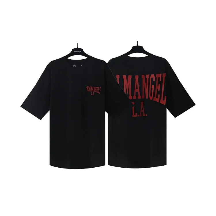 PA palm letter print round neck short-sleeved loose T-shirt