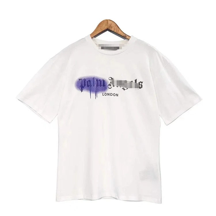 PA palm letter print round neck short-sleeved loose T-shirt