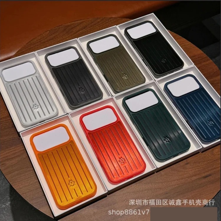 新款铝合金苹果/粉色行李箱全包适用苹果i Phone17/16/15/14手机壳