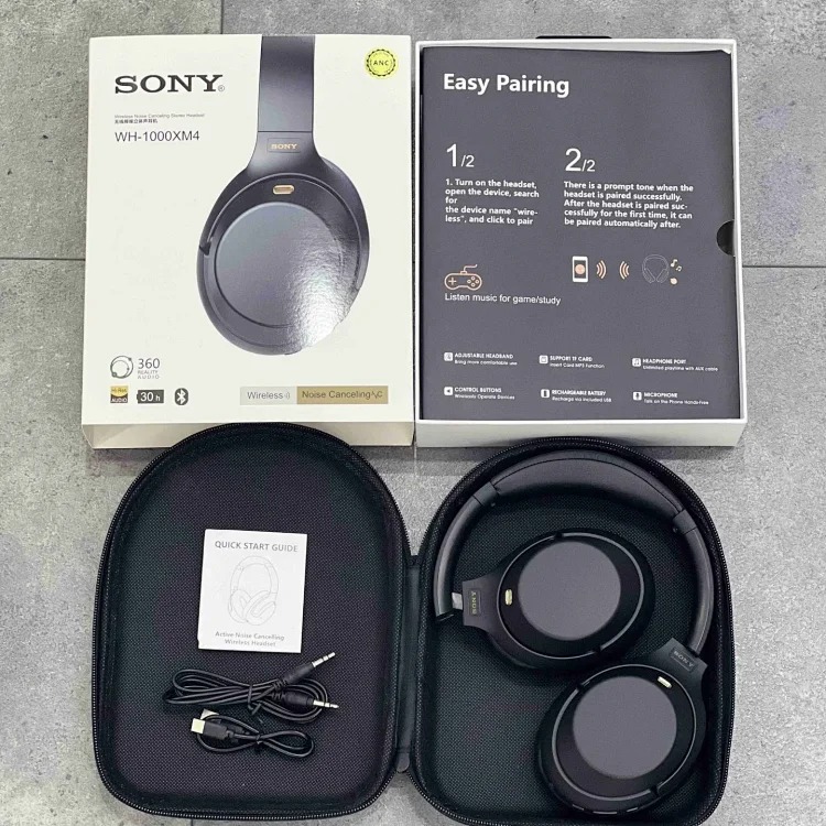New active noise reduction XM4ANC head-mounted wireless Bluetooth headset with leather bag, call noise reduction headset with logo