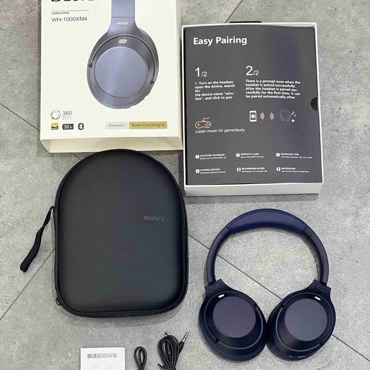 New active noise reduction XM4ANC head-mounted wireless Bluetooth headset with leather bag, call noise reduction headset with logo