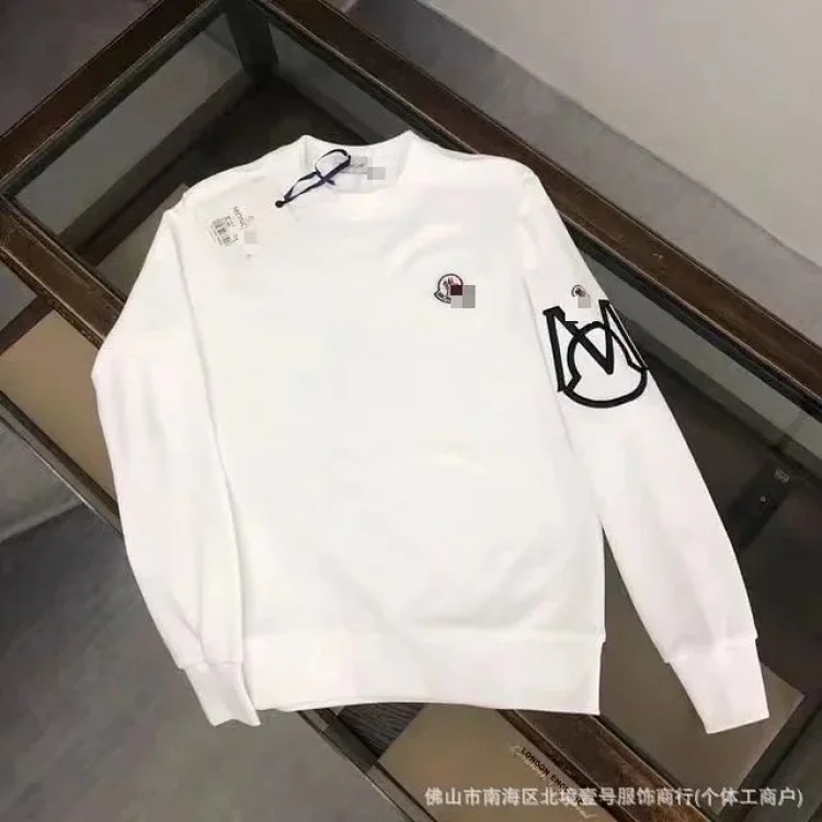 Autumn and winter new European and American original M Mengjia LOGO men's and women's round neck fashionable velvet thickened Chinese cotton long-sleeved sweatshirt