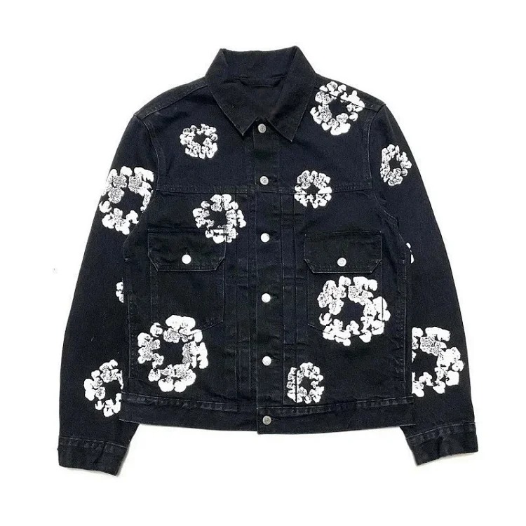 Cross-border e-commerce 2023 new trendy kapok pattern printing European and American fashion high street denim jacket for men and women