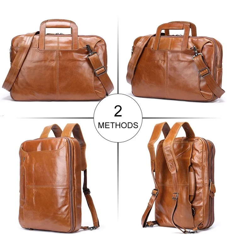 跨境复古商务公文包多功能油蜡牛皮背包男公文包men briefcase product image