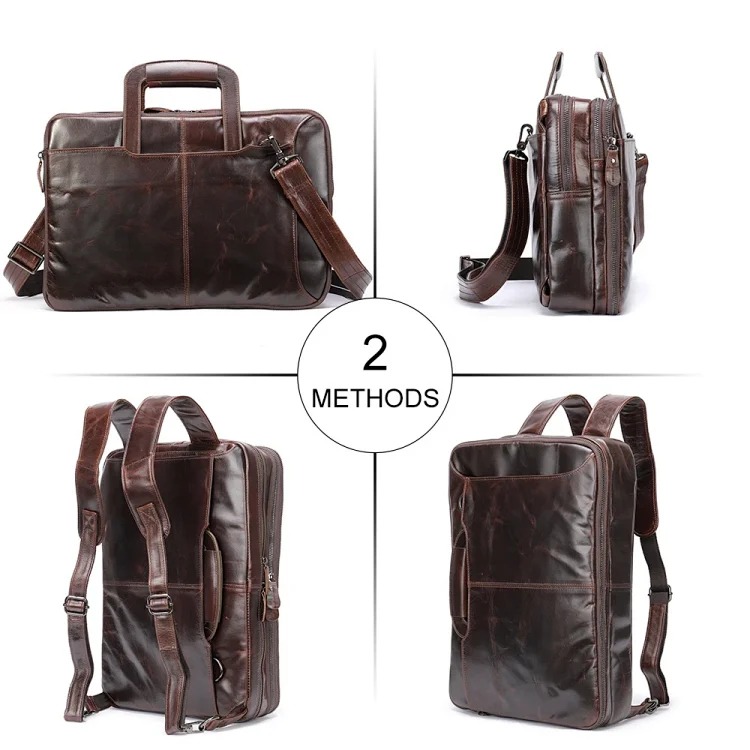跨境复古商务公文包多功能油蜡牛皮背包男公文包men briefcase product image