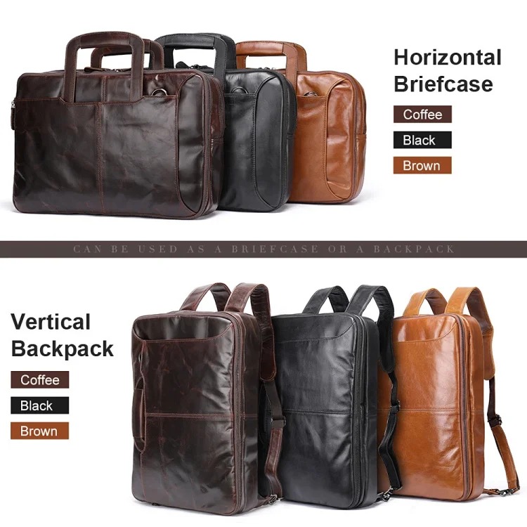 跨境复古商务公文包多功能油蜡牛皮背包男公文包men briefcase product image