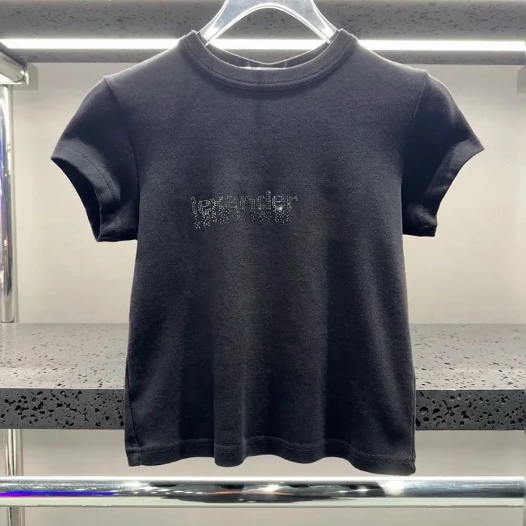 Correct Version of 2026 Early Spring Letter Hot Diamond High Weight Threaded Fabric T-Shirt