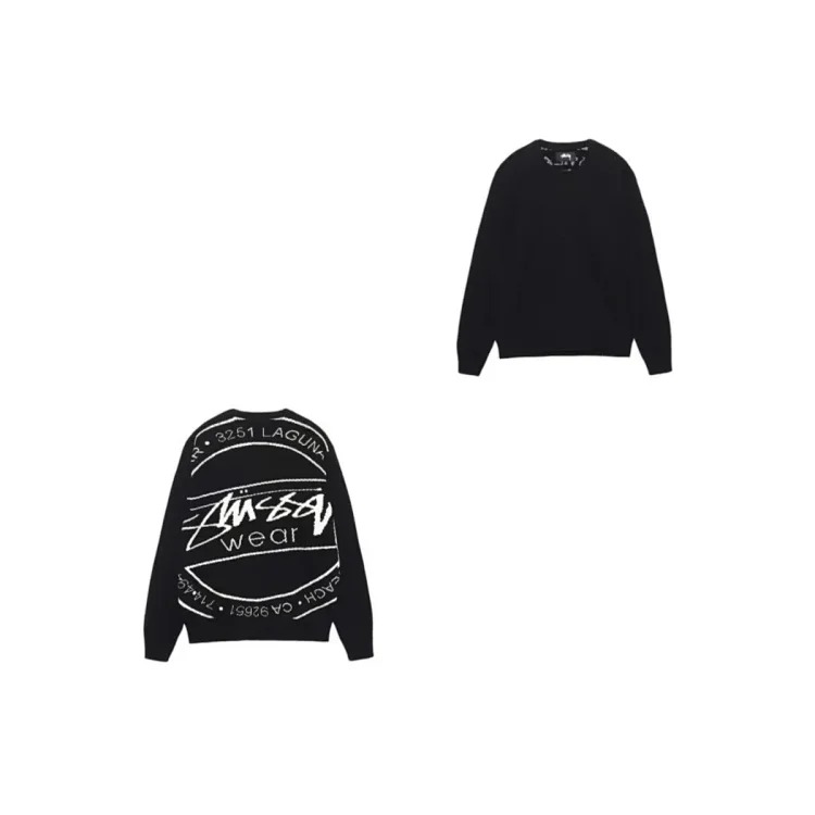 S letter series mosquito repellent jacquard logo solid color crew neck sweater