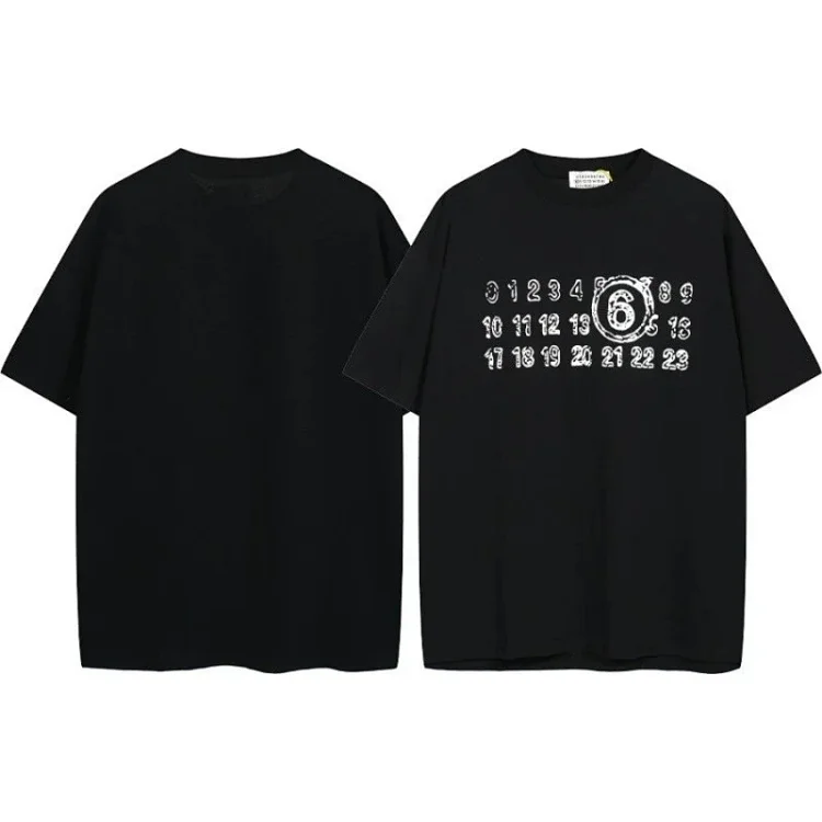 Summer loose letters MM6 embroidered label printing same style for men and women couples