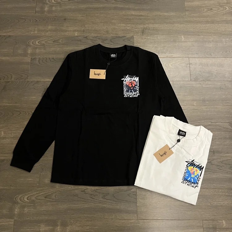 25SS Stussy American Bouquet, Flowers, Patterned Round Neck, Printed Long Sleeves Stussy Originated