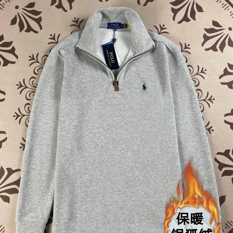Half-zip loose sweatshirt men's polo couple sweatshirt women's retro long-sleeved lapel