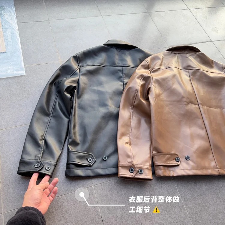 Ralph Lauren classic zipper solid color lapel long-sleeved leather retro cool jacket
