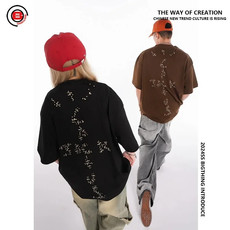 BIGTHING M font co-branded TS foam printed T-shirt TRAVIS SCOTT high street fashion brand loose short sleeves