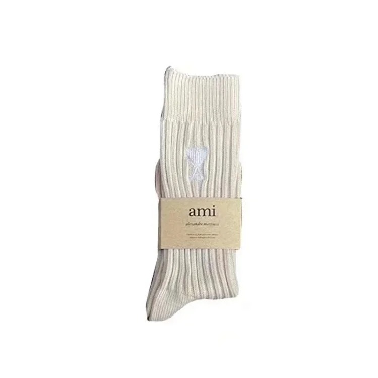 Love Solid Color Japanese Thick Line Long Socks for in Mid-calf Socks Trendy