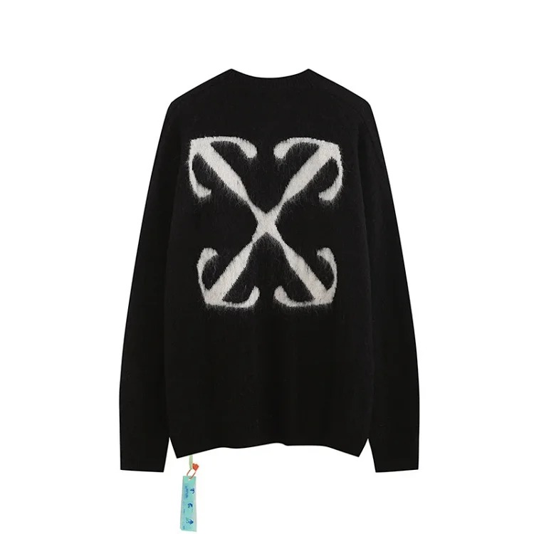 Trendy brand gradient arrow mohair sweater wool couple outfit