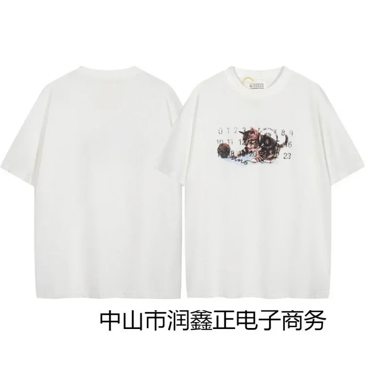 Summer loose letters MM6 embroidered label printing same style for men and women couples